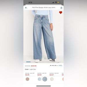 Mid Rise Baggy Wide Leg Jeans